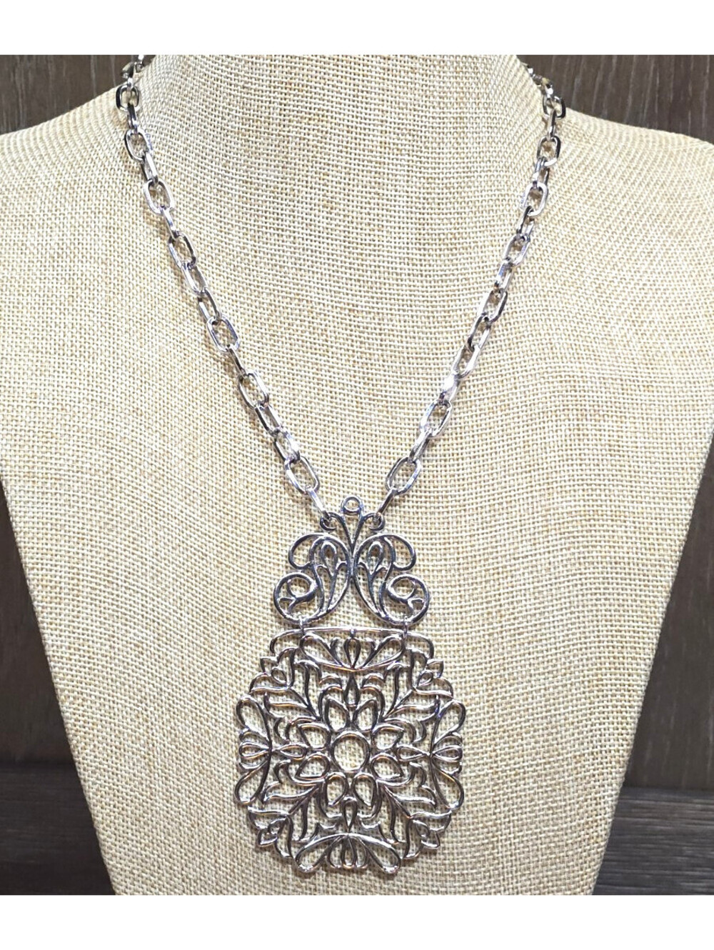 Vintage Bold Trifari Necklace Large Openwork Pendant